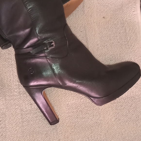 Women's Bronx Black Heel tall platform leather boots, pre loved good condition, - Picture 6 of 14